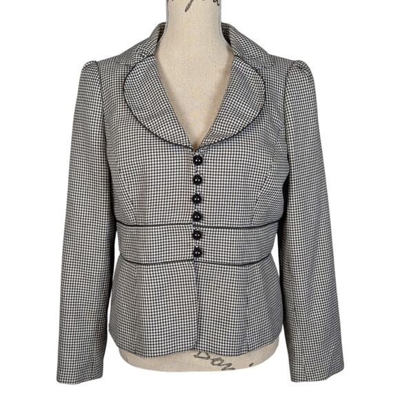 Nine West Houndstooth Blazer Women’s 14P Vintage Office Chic - Picture 2 of 16
